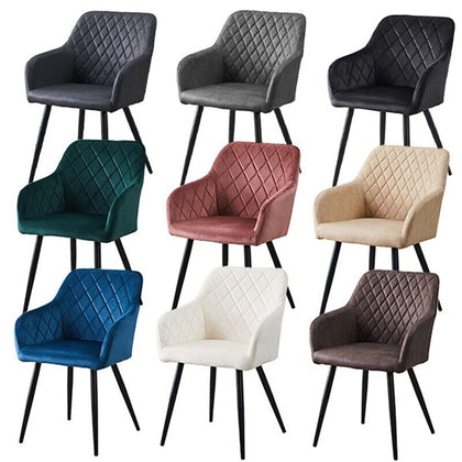 Set of 2 Dining Chairs Velvet Faux Leather Seat Modern Kitchen Chairs