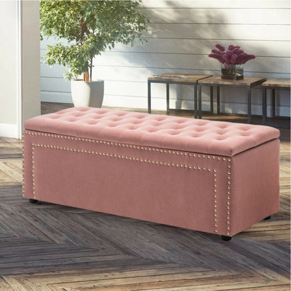 Large Chesterfield Footstool Storage Bench Ottoman Box Coffee Table Window Seat