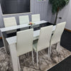 Dining Table Set and 6 4 black white Leather chairs kitchen table set of 4 or 6
