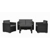 4 Pc Black Lounge Garden Furniture Patio Rattan Design Conversation Set Cushions