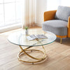 Modern Coffee Table Round Tempered Glass Top Chrome Base Sofa Side End Table