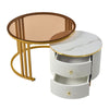 Nesting Coffee Tables Set of 2 Round Stacking Side Tables with Storage Drawers