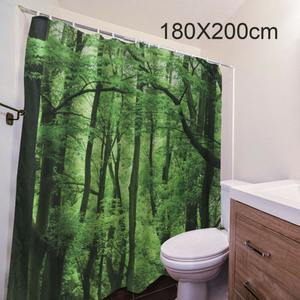 Fabric Shower Curtain Extra Wide Extra Long Standard With Hooks Ring 180X200Cm