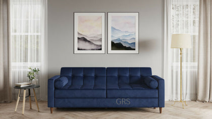 Velvet Sofa Bed 3 Seater Wooden Legs With Built in Storage Sofabed