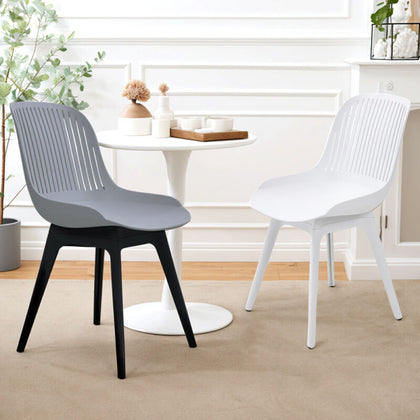 4 Pack Dining Chair Living Room Kitchen Side Seat Plastic Chairs Hollow Backrest