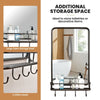 Wall-mounted Bathroom Mirror Rectangle Bedroom Vanity Mirror w/ Shelf & 4 Hooks