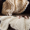 LUXURY HAND-WOVEN CHUNKY CABLE KNIT SOFA BED CHAIR BLANKET THROW