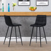 Pair of Bar Stools Upholstered Bar Chair Velvet Black Chair Modern Metal Legs