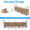 8/12FT Firewood Log Rack Tubular Basket Fireplace Burner Patio Rack Holder Stand