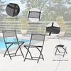 3PCS Garden Table Chairs Patio Tempered Glass Round Table Folding Chairs Outdoor