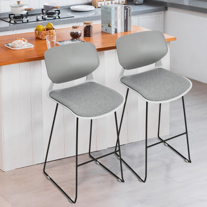 2 Pcs Breakfast Bar Stool Home Kitchen Pub Bar Stools With Footrest High Chair