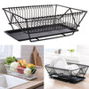 Metal Wire Dish Drainer Tray Basket Cutlery Draining Rack Fruits Vegetables Drip