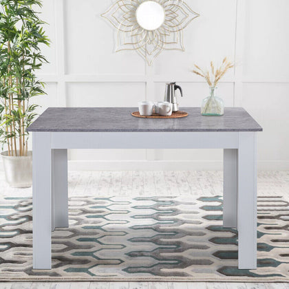 Rectangle Dining Table MDF Grey Top White Wood Legs Desk Workstation 120x80cm