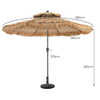 2.85M Thatched Tiki Umbrella 2 Tier Hawaiian Style Hula Patio Beach Parasol