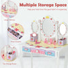 Kids Vanity Makeup Dressing Table & Chair Set W/ Tri-fold Mirror & Drawers White