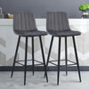 2X Grey Velvet Bar Stools Breakfast Stool Kitchen Pub Chair Metal Leg Modern