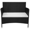 Garden Bench with Cushion Poly Rattan Black Outdoor Patio Bench Seat