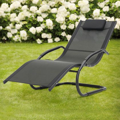 Garden Patio Sun Lounger Metal Ergonomic Recliner Bed Relaxing Outdoor Furniture