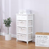 White Shabby Chic Chest of 5 Drawers Wooden Frame Wicker Baskets Storage Cabinet