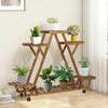 6 Pots Wood Plant Stand Sturdy Triangular Plant Shelf Flower Stand Storage Rack