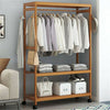 3 Layer Wooden Rail Clothes Hanging Coat Stand Shoe Rack Shelve Storage Wardrobe