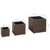 3 Pcs Garden Rattan Planter Pot Set Outdoor Flower Plant Boxes Pots Square
