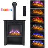 Recessed Electric Fireplace Chimney 6 Color LED Flame Standing Heater Remote UK