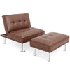 2-Piece Sectional Modern Sofa Set Leather Chaise Lounge W/ Ottoman Foot Stool
