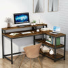 Vintage Office Computer Desk Study Writing Table with Monitor Riser& 2Tier Shelf