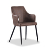 Zarah Faux Leather Armchair | Modern Dining Chair Brown Chocolate Latte Mocha UK