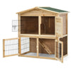 2 Floors Wood Chicken Coop Large Bunny Rabbit Cage Indoor Outdoor Pet House Ramp