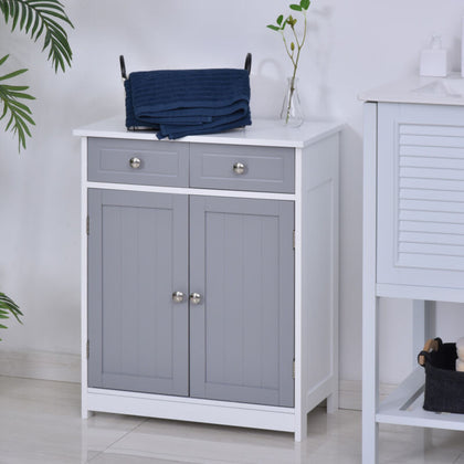 75x60cm Freestanding Bathroom Storage Cabinet Unit w/2 Drawers Cupboard