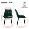 Set of 2 Dining Chairs Velvet Padded Seat Metal Leg Kitchen Chairs Multicolor