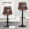 Modern Swivel Bar Stools Set of 2 Adjustable Height Bar Chairs Footrest Brown