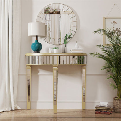 Mirrored Modern Style Home Furniture Half Moon Console Table Living Room Hallway