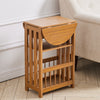 Folding Top Sofa Side Table Wooden Coffee Table with Storage Shelf Magazine Rack