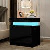 High Gloss LED Bedside Cabinet Tables Nightstand 2 Drawers Bedroom Lamp table