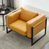 Faux Leather Sofa Armchair Couch Living Room Metal Leg 1/2 Seaters Yellow Brown