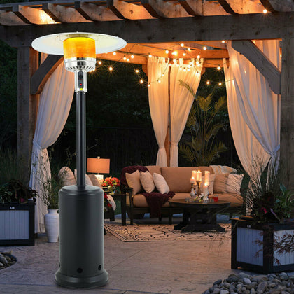 Stainless Steel Gas Patio Heater Outdoor Garden Piezo Ignition Burner with Wheel