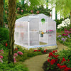 Walk-In Garden Plant Greenhouse Polycarbonate Panels Aluminium Frame &Slide Door