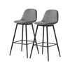 Pair Grey Diamond Bar Stools Faux Leather PU Padded 75 cm Seat Chair Kitchen