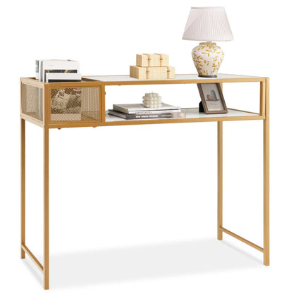 110cm Long Narrow Hallway Console Table Modern Entryway Table Metal Frame