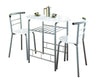 Modern White High Gloss Dining Table and 2 Chairs Set Metal Frame Kitchen