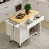 Rolling Kitchen Island w/ 2 Drawers Storage Trolley Utility Cart w/ Towel Rack