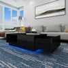 High Gloss Coffee Table Wood Drawer Storage Modern Living Room LED Light Cabinet