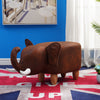 Brown Animal Footstool Ottomans Stool Kid Toy Gift Faux Leather Elephant Lovely