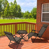 Garden Folding Table and 2 Zero Gravity Sun Lounger Chairs Set with 2 Cupholders