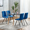 4Pcs Velvet Dining Chairs Metal Leg Padded Dining Room Kitchen Office Blue Color