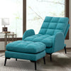Reclining Armchair Sofa Chair with Footstool Velvet Upholstered Lounger Home