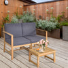 3 in 1 Wooden Companion Set Garden Bench Table & Chair Patio Love Seat W/Cushion